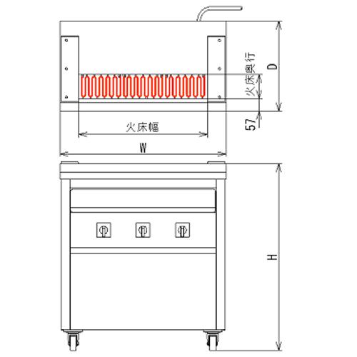 電気グリラー　焼き鳥用　床置型タイプ　3P-206K