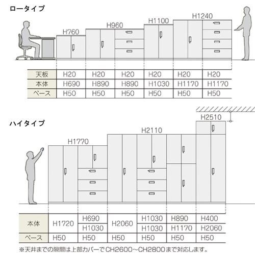法人限定 両開き書庫 奥行45cm キャビネット ロッカー ラック 収納ユニット オフィス家具 収納棚 鍵付き ファイル収納 ユニットシステム 書類棚 V845-09H_6