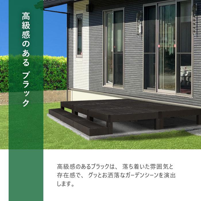 ウッドデッキ 3点セット 0.75坪 樹脂 縁側 庭 縁台 人工木 デッキセット diy おしゃれ ガーデンデッキ ガーデンベンチ ステージ ウッドパネル 頑丈 屋外 HP-S3の画像
