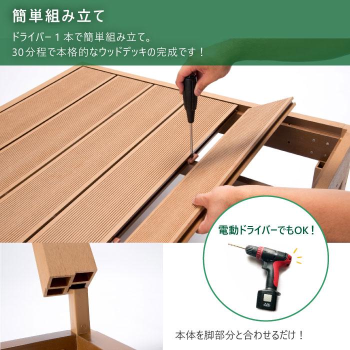 ウッドデッキ 4点セット 0.75坪 樹脂 縁側 庭 縁台 人工木 デッキセット diy おしゃれ ガーデンデッキ ガーデンベンチ ステージ ウッドパネル 頑丈 屋外 HP-S3Bの画像