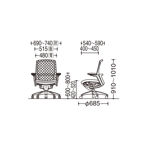 オカムラ フィノラ Finora オフィスチェア ミドルバック 座クッション ホワイトパネル ホワイト脚 ホワイトボディ アジャストアーム オフィス家具 C783WW_18