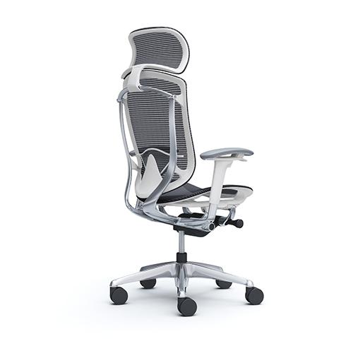 コンテッサ セコンダ オカムラ 可動肘 座メッシュ ランバーサポート付き 大型ヘッドレスト ポリッシュフレーム ホワイトボディ チェア おしゃれ CC85XZ CC85BZ_2