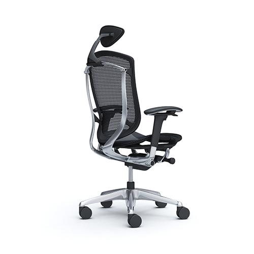 コンテッサ セコンダ オカムラ 可動肘 座メッシュ 小型ヘッドレスト ポリッシュフレーム ブラックボディ 肘付き デスクチェア オフィスチェア CC8AXR CC8ABRの画像