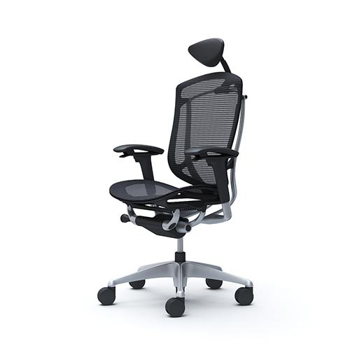 コンテッサ セコンダ オカムラ 可動肘 座メッシュ 小型ヘッドレスト シルバーフレーム ブラックボディ Contessa seconda オフィスチェア 完成品 CC8AYR CC8AGR_1
