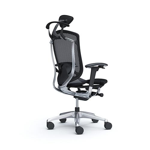 コンテッサ セコンダ オカムラ 可動肘 座メッシュ ランバーサポート付き ハンガー付き 小型ヘッドレスト ポリッシュフレーム ブラックボディ 椅子 CC8BXS CC8BBS_2