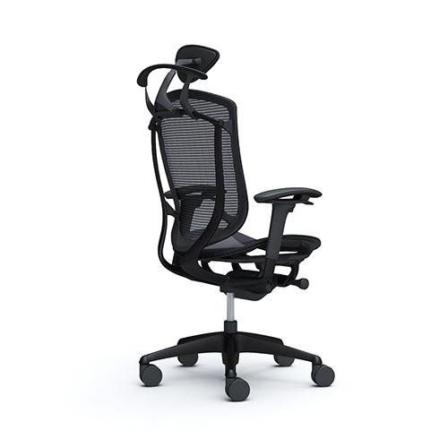 コンテッサ セコンダ オカムラ 可動肘 座メッシュ ハンガー付き 小型ヘッドレスト ブラックフレーム ブラックボディ オフィスチェア 完成品 椅子 CC8BZR CC8BMRの画像