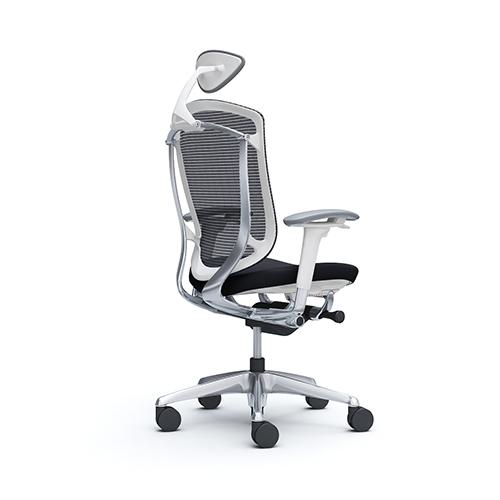 コンテッサ セコンダ オカムラ 可動肘 座クッション 小型ヘッドレスト ポリッシュフレーム ホワイトボディ デスクチェア オフィスチェア PCチェア CC8CXW CC8CBWの画像