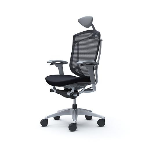 コンテッサ セコンダ オカムラ 可動肘 座クッション 小型ヘッドレスト シルバーフレーム グレーボディ Contessa seconda オフィスチェア 完成品 CC8CYA CC8CGA_1