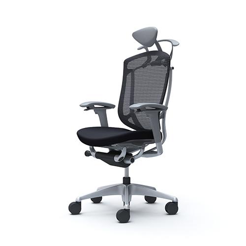 コンテッサ セコンダ オカムラ 可動肘 座クッション ハンガー付き 小型ヘッドレスト シルバーフレーム グレーボディ オフィスチェア 完成品 椅子 CC8DYA CC8DGAの画像