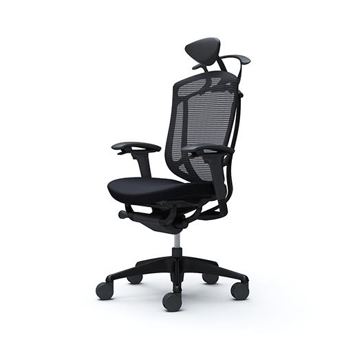コンテッサ セコンダ オカムラ 可動肘 座クッション ハンガー付き 小型ヘッドレスト ブラックフレーム ブラックボディ オフィスチェア 完成品 CC8DZR CC8DMRの画像
