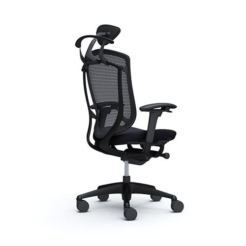 コンテッサ セコンダ オカムラ 可動肘 座クッション ハンガー付き 小型ヘッドレスト ブラックフレーム ブラックボディ オフィスチェア 完成品 CC8DZR CC8DMRの画像