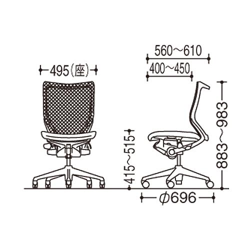 バロン チェア オカムラ オフィスチェア 岡村製作所 パソコンチェア キャスター メッシュ シンプル ロータイプ オフィス家具 カラフル CP34BR CP34LR_2
