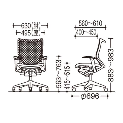 バロン チェア オカムラ オフィスチェア 岡村製作所 オフィス家具 ローバック メッシュチェア デスクチェア パソコンチェア シンプル CP84BR CP84LR_2