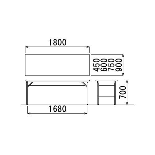 法人限定  折りたたみテーブル 幅1800×奥行750mm ソフトエッジ ワイド脚 会議用 ミーティングテーブル フォールディングテーブル オフィス 日本製 TW-1875SEの画像