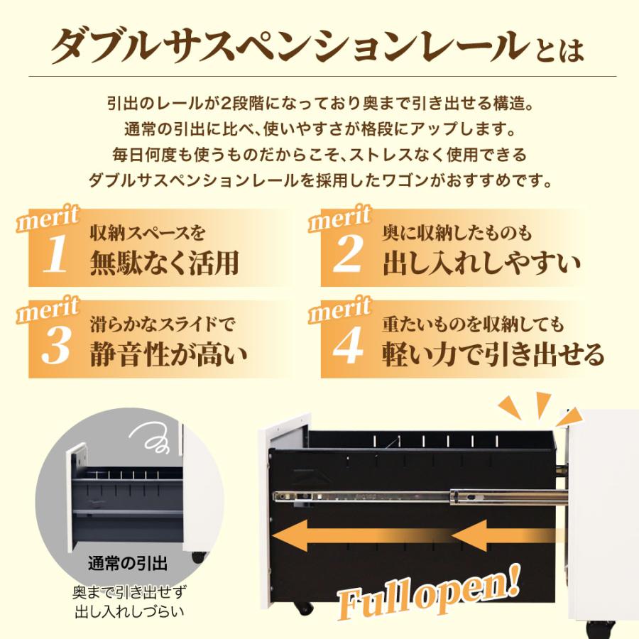 デスクワゴン 3段 シリンダー錠 木目 サイドワゴン 袖机 脇机 キャビネット サイドデスク オフィス 収納 引き出し スチール ワゴン キャスター付 A4 EFG2-S3-Cの画像
