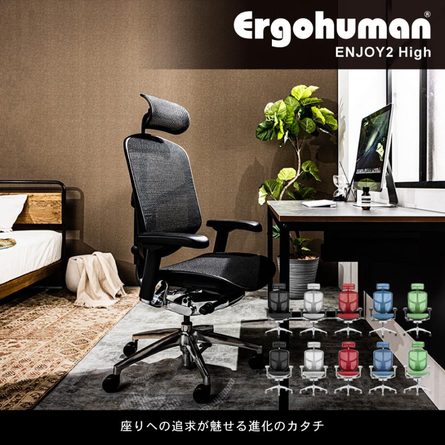 エンジョイ Ergohumanエルゴヒューマン 肘付きオフィスチェア 3/3 エルゴヒューマン（Ergohuman） エルゴヒューマンエンジョイ2 ハイ