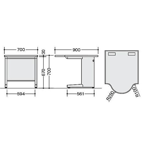 サイドデスク 幅700×奥行900×高さ700mm オフィスデスク ワークデスク パソコンデスク 事務机 PCデスク 補助デスク 補助机 連結 拡張 作業 日本製 NED079HT_2