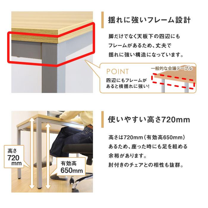 法人限定  会議用テーブル チェア セット ミーティングテーブル 幅1200mm 会議セット 4人用 会議チェア 長机 会議室 打ち合わせ 商談 業務用 GLM-1260-S1の画像