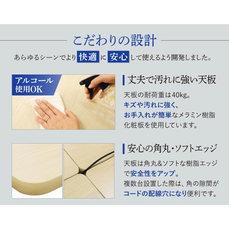 会議用テーブル 幕板付き 幅1200×奥行600mm 平行スタッキング ソフトエッジ巻き フォールディングテーブル ワークテーブル 作業台 木目 アジャスター HST-1260M_11
