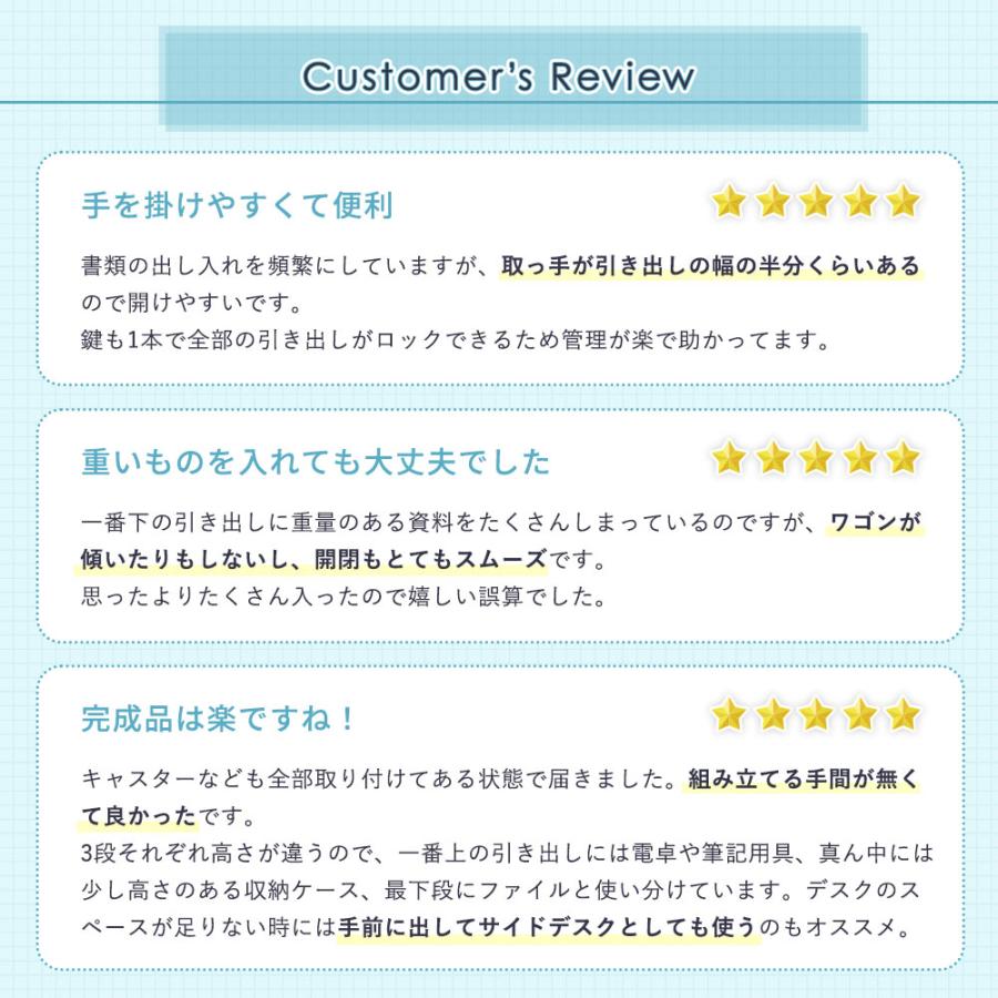 デスクワゴン 3段 鍵付き サイドワゴン サイドキャビネット ワゴン スチール製 スチールワゴン 脇机 サイドデスク 収納 A4 完成品 キャスター付 引き出し LSW-S3の画像