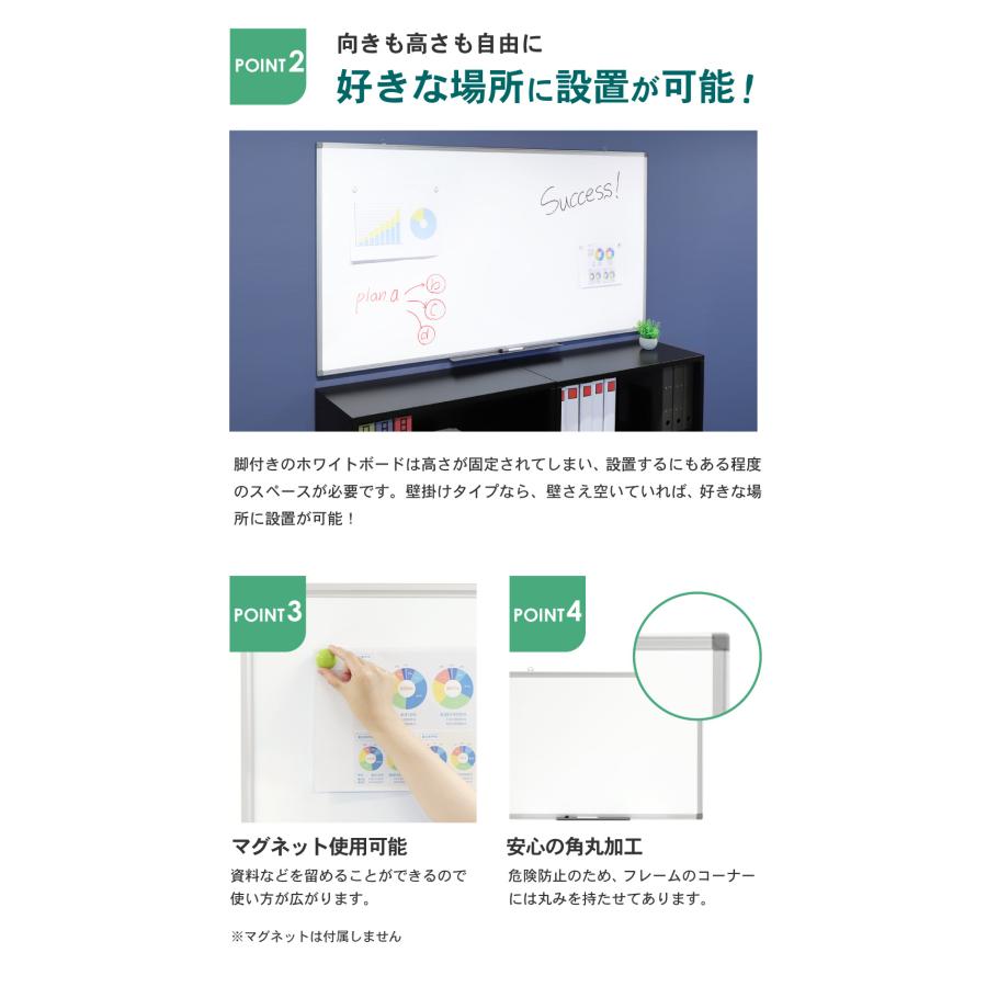 ホワイトボード 壁掛け 無地 900×600mm ホーロー 片面 縦横両用 掲示板