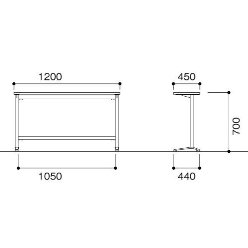 法人送料無料  ラウンジテーブル 角型 幅1200mm×奥行450mm ダイニングテーブル リビングテーブル テーブル 机 デスク ミーティング オフィス 国産 HD-1245Kの画像