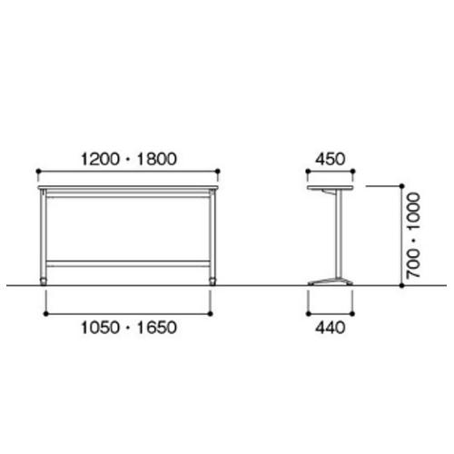 法人送料無料 カウンターテーブル 幅1800×奥行450×高さ1000mm 角型天板 ハイテーブル ワークテーブル ミーティングテーブル オフィス 日本製 HD-1845KH_1