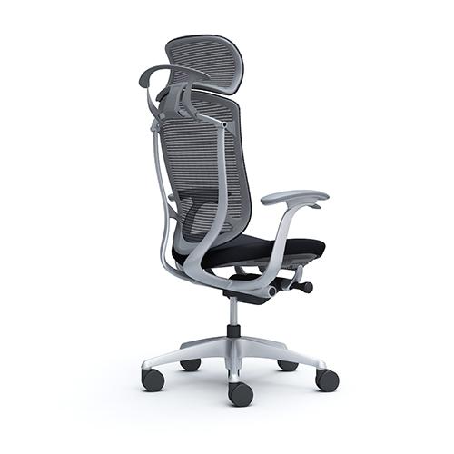 コンテッサ セコンダ オカムラ 固定肘 座クッション ハンガー付き 大型ヘッドレスト シルバーフレーム グレーボディ オフィスチェア 完成品 椅子 CC48YA CC48GAの画像