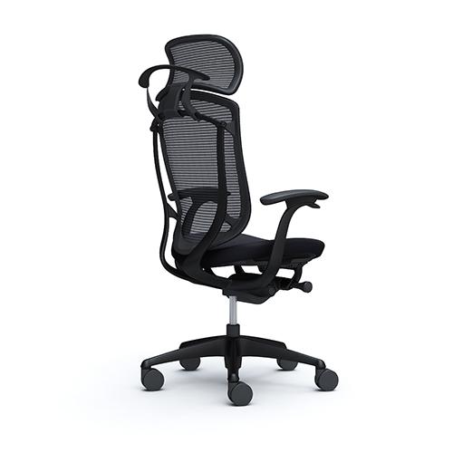 コンテッサ セコンダ オカムラ 固定肘 座クッション ハンガー付き 大型ヘッドレスト ブラックフレーム ブラックボディ オフィスチェア 完成品 CC48ZR CC48MRの画像