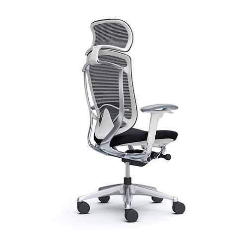コンテッサ セコンダ オカムラ 可動肘 座クッション ランバーサポート付き 大型ヘッドレスト ポリッシュフレーム ホワイトボディ 岡村製作所 椅子 CC87XZ CC87BZ_2