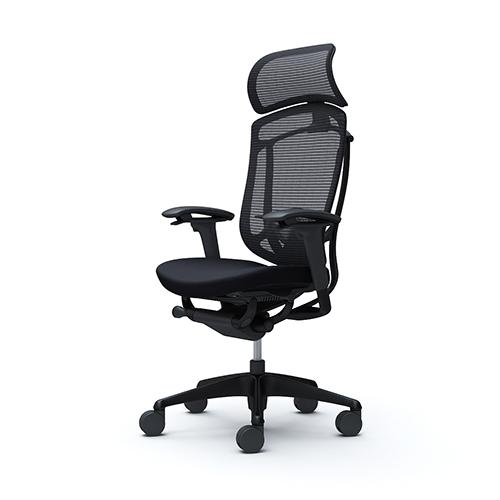 コンテッサ セコンダ オカムラ 可動肘 座クッション ランバーサポート付き 大型ヘッドレスト ブラックフレーム ブラックボディ チェア おしゃれ CC87ZS CC87MSの画像