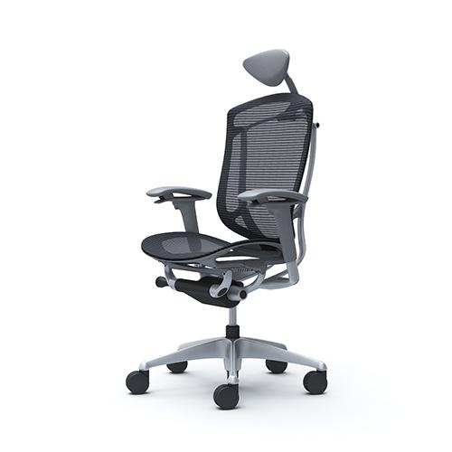 コンテッサ セコンダ オカムラ 可動肘 座メッシュ 小型ヘッドレスト シルバーフレーム グレーボディ Contessa seconda オフィスチェア 完成品 CC8AYA CC8AGA_1