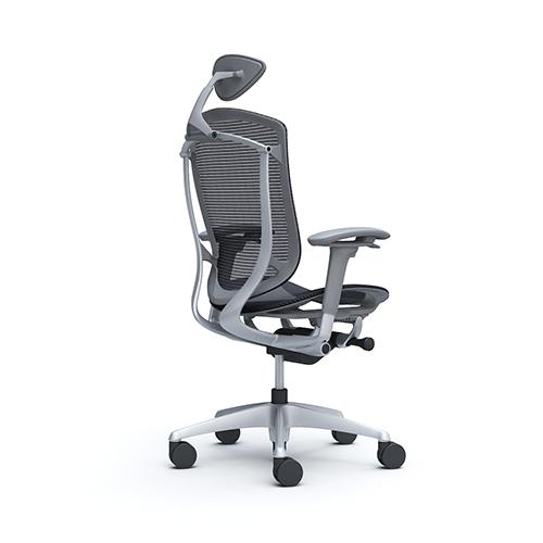 コンテッサ セコンダ オカムラ 可動肘 座メッシュ 小型ヘッドレスト シルバーフレーム グレーボディ Contessa seconda オフィスチェア 完成品 CC8AYA CC8AGA_2