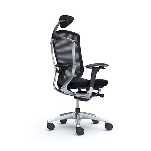 コンテッサ セコンダ オカムラ 可動肘 座クッション 小型ヘッドレスト ポリッシュフレーム ブラックボディ デスクチェア オフィスチェア 椅子 CC8CXR CC8CBRの画像