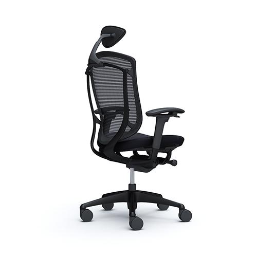 コンテッサ セコンダ オカムラ 可動肘 座クッション 小型ヘッドレスト ブラックフレーム ブラックボディ 肘付き デスクチェア オフィスチェア CC8CZR CC8CMR_2