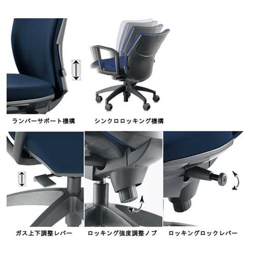 法人限定  チェア ローバック キャスター付 布張り ランバーサポート 回転イス オフィスチェア 事務用椅子 OS-2205 送料無料_3