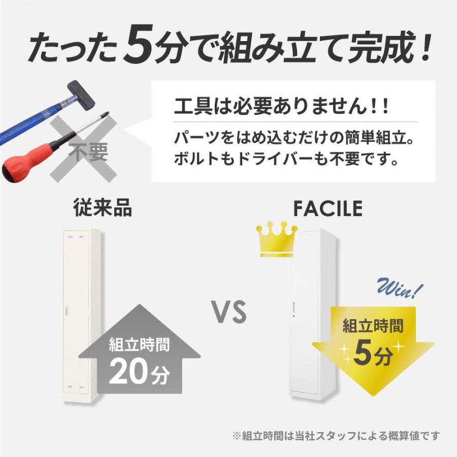 倉庫受取限定  ロッカー 4人用 スリム 鍵付き 1列4段 スチールロッカー シューズロッカー オフィス 収納 更衣 個人 おしゃれ 業務用 省スペース FAC-S4-2-SOの画像