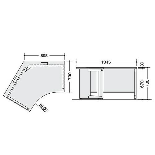 コーナーデスク 120° 高さ700mm 平デスク オフィスデスク ワークデスク パソコンデスク 事務机 PCデスク スチールデスク コーナー アジャスター付き NED227CTの画像