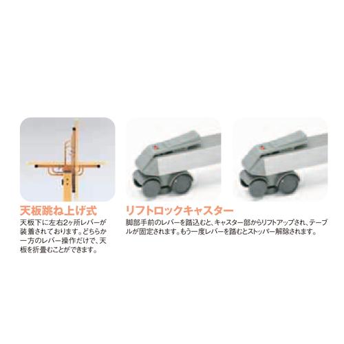 法人限定 フォールディングテーブル 幅1800×奥行750mm 棚あり 折畳 メラミン化粧板 幕板無し エラストマエッジ 双輪キャスター ミーティング用 FCT-1875_2