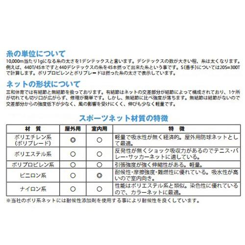 SANWA TAIKU - サッカーゴールネット 押し並べて用 角目 12糎 ポリエチレン 有結節 440T/45本 目的地用 蹴球 サイバー空間 設定 運動すること場 体育装具 運動競技サイバー空間 目的地サイバー空間 S-3476