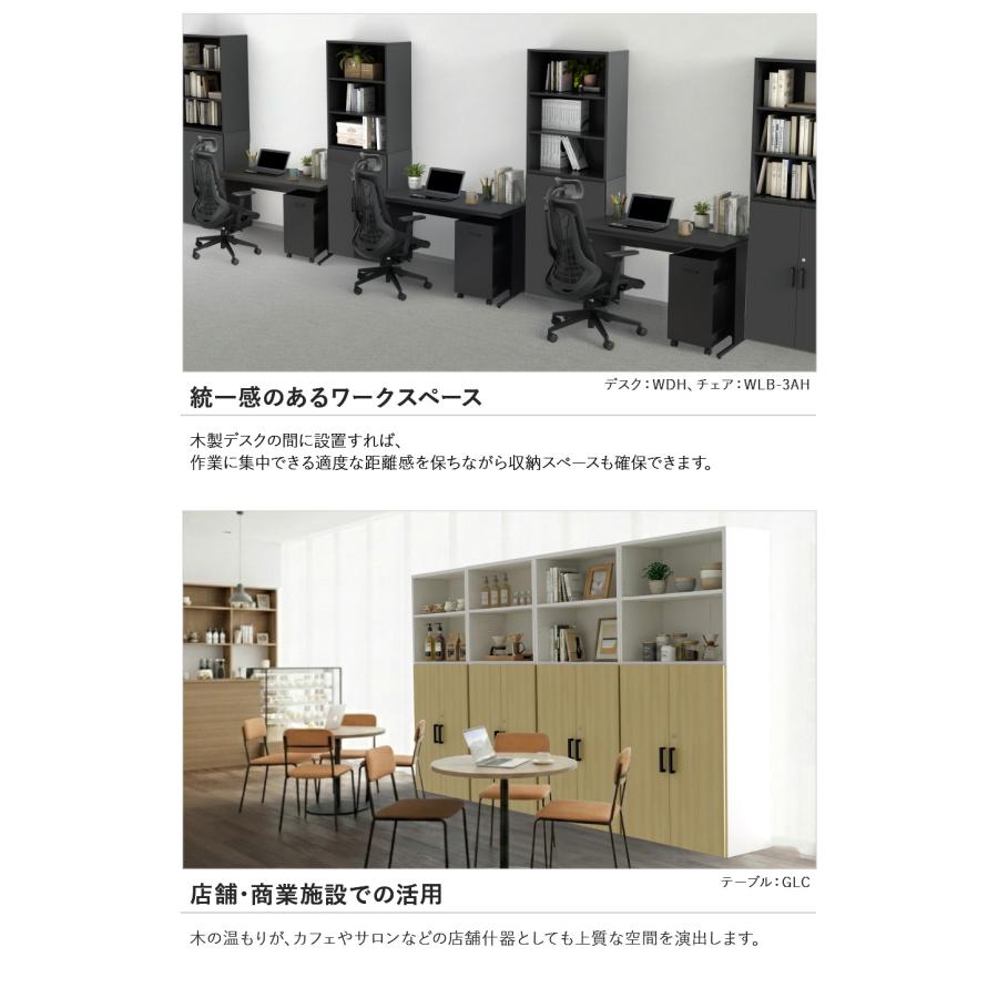 木製キャビネット 2段 扉付き 鍵付き 書庫 収納棚 本棚 幅80cm A4ファイル 書類棚 木製 オフィス 事務所 おしゃれ キャビネット シェルフ 可動棚 A4 収納 AR-2の画像