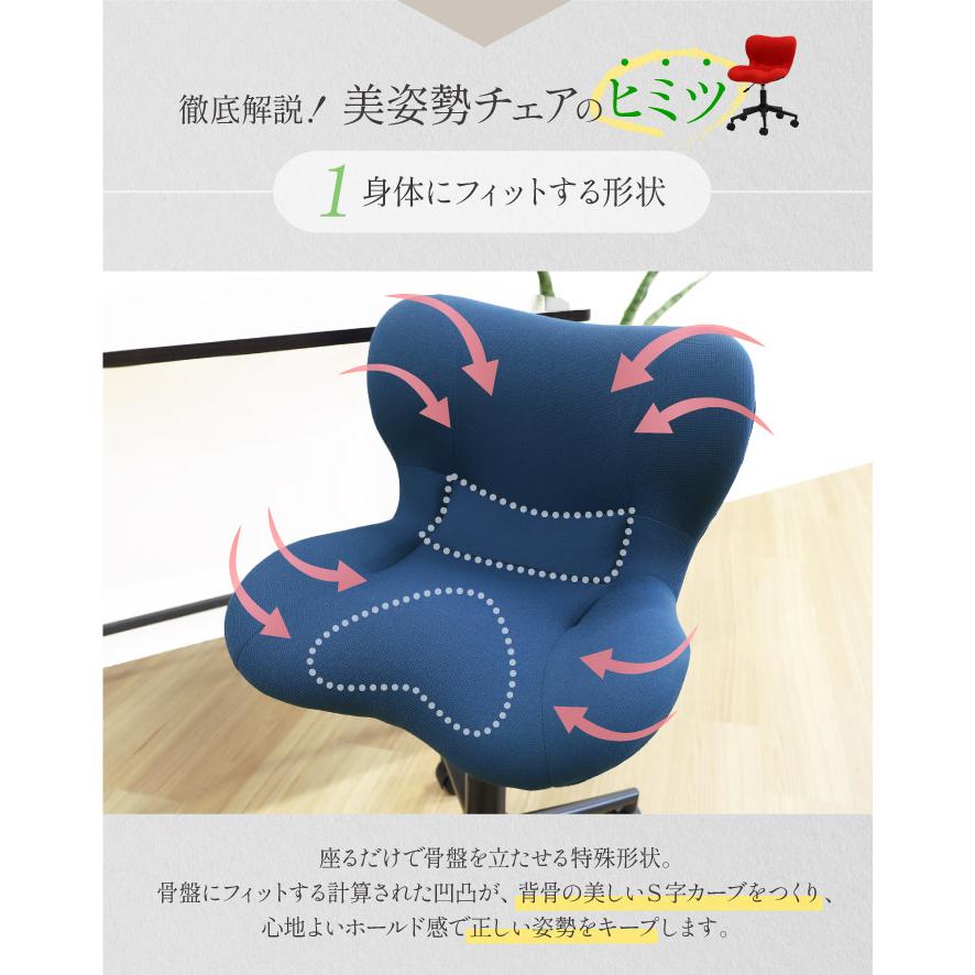 デスクチェア 姿勢矯正 椅子 バランスチェア 姿勢が良くなる 猫背 疲れない 腰痛対策 オフィスチェア 学習椅子 パソコンチェア おしゃれ リモートワーク BIS-1の画像