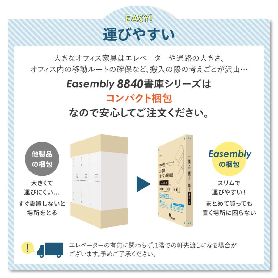 オープン書庫 3段 幅880×奥行400×高さ1110mm 書庫 スチール書庫 キャビネット オフィス収納 本棚 シェルフ A4 ファイル 収納 書類棚 連結 白 黒 EA-8840H-3N_7