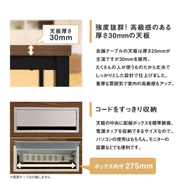 法人限定  会議用テーブル チェア セット ミーティングテーブル 幅1800mm 会議セット 4人用 会議チェア 長机 会議室 打ち合わせ 商談 業務用 GLM-1890H-S5の画像