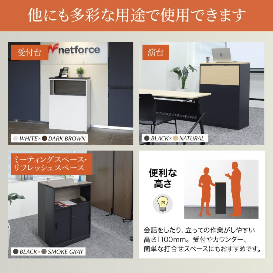 キャビネット 引戸 鍵付き スチールキャビネット スチール書庫 引戸書庫 カウンター 本棚 オフィス 収納 シェルフ 棚 間仕切り 会社 おしゃれ 白 黒 A4 WPC-08の画像