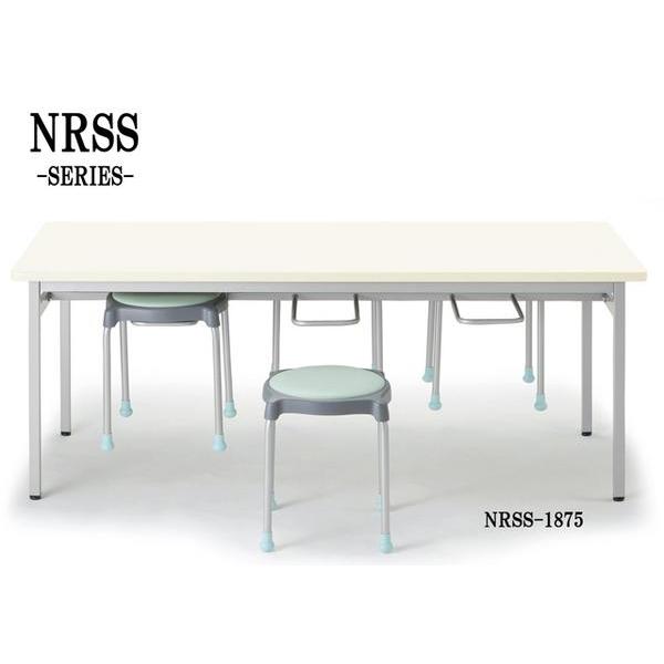 法人送料無料  ダイニングテーブル 4人用 幅1200×奥行750×高さ700mm アイボリー ソフトエッジ巻 椅子掛け付 ワークテーブル 作業テーブル 日本製 RSS-1275の画像