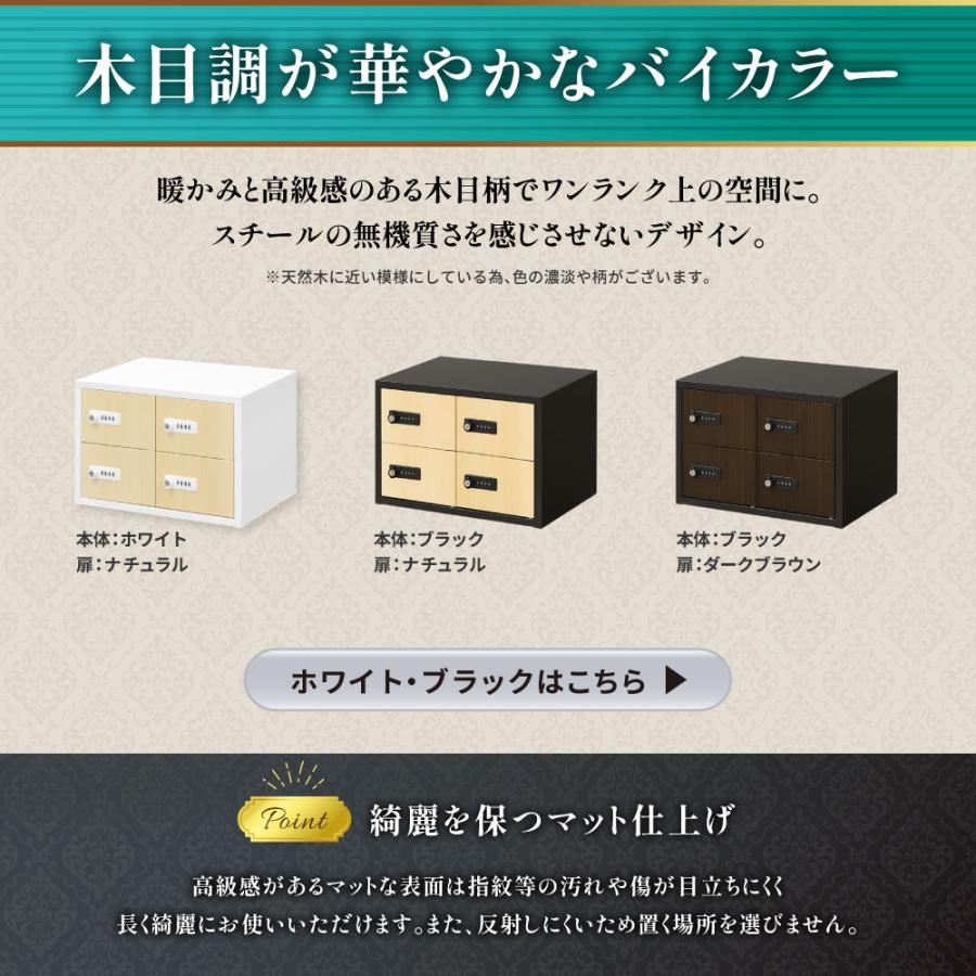 ロッカー ダイヤル錠 2列2段 4人用 貴重品入れ 貴重品ロッカー 貴重品収納 セキュリティボックス 貴重品保管庫 キャビネット 金庫 おしゃれ 鍵 盗難 NSAFE-22-2の画像
