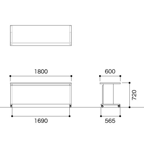 法人送料無料  会議テーブル 幅1800×奥行600×高さ720mm 前パネル付き 抗菌天板 ABS樹脂エッジ巻 ミーティングテーブル オフィステーブル 会議室 YWS-6018_2