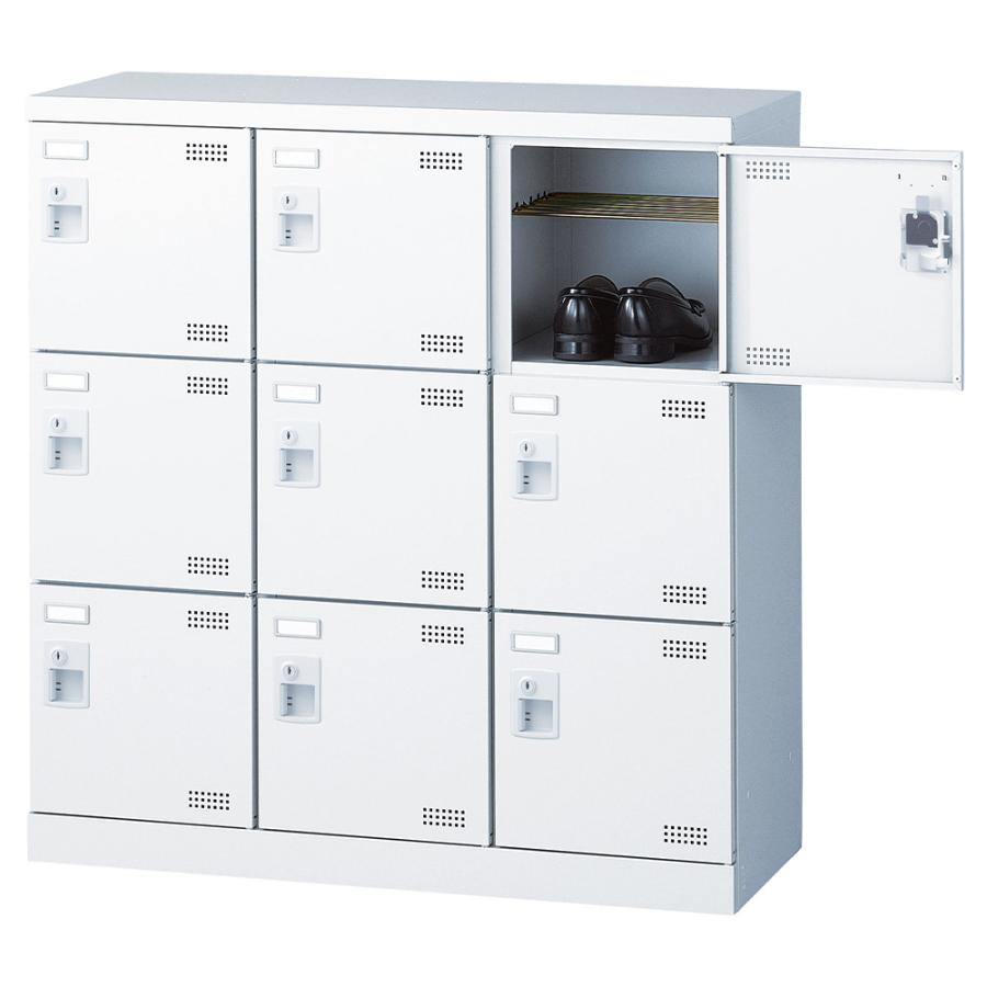 生興 シューズロッカー 9人用 3列3段 シリンダー錠 鍵付き 日本製 完成