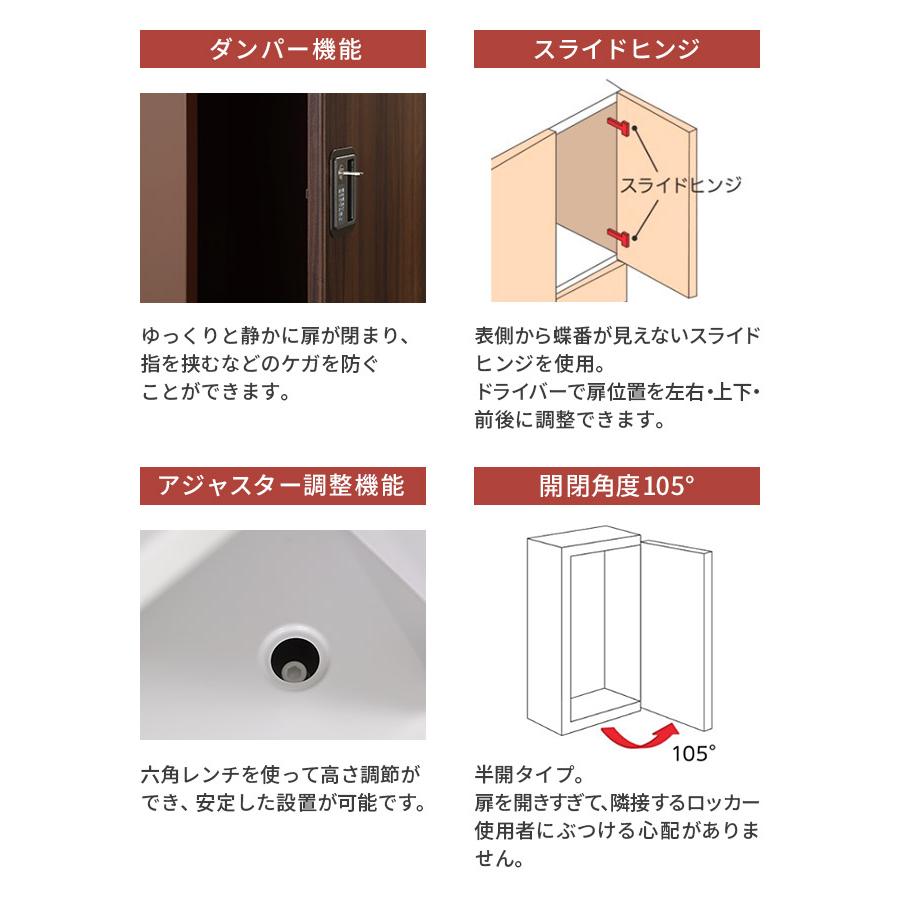 設置無料  ロッカー 3人用 内筒交換錠 取っ手なし 木製 ナチュラル ブラウン 木目 スチールロッカー 更衣ロッカー かぎ付き 3人用ロッカー 三人用 DLK-GWG31の画像